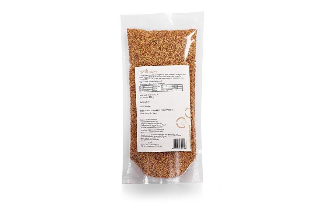 Conscious Food Alfalfa Seeds Natural Regular   Pack  200 grams